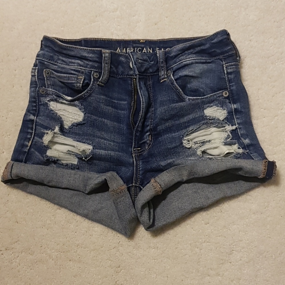American eagle denim high shorts zip fly cuffed